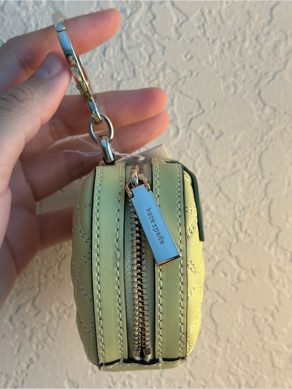 Kate Spade Quilted Green Apple Keychain Coin Purse - Picture 3 of 10